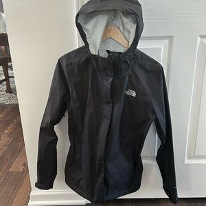 Women’s The North Face Rain Zip Up Hooded waterproof Black Sz Medium Jacket
